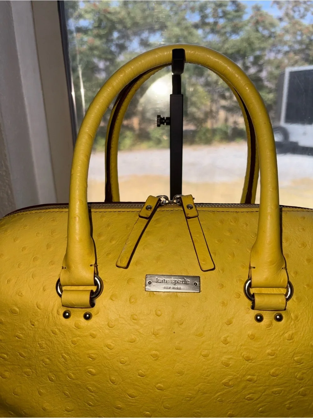 Kate Spade New York Yellow Ostrich Embossed Leather Satchel